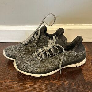 Black and Gray Sneakers with Knit Upper and White Sole